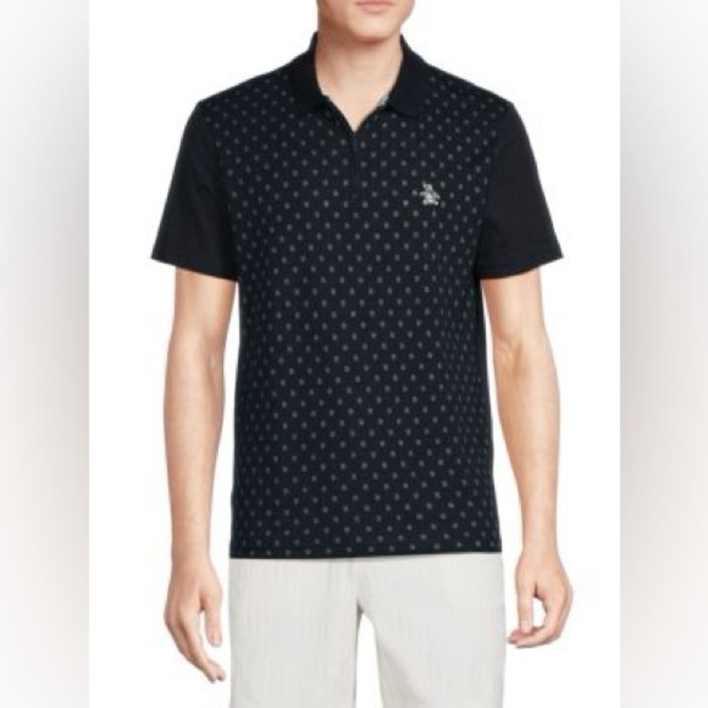 Original Penguin Navy and teal  Patterned Polo Sz XXL